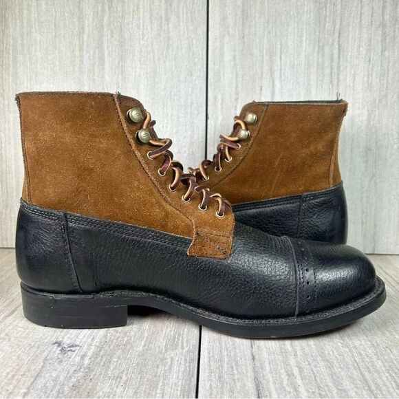 Frye Garrison Boots Lace Up Cap Toe Lace Up Leather Combat Boot Mens Size 8 D - Picture 4 of 10